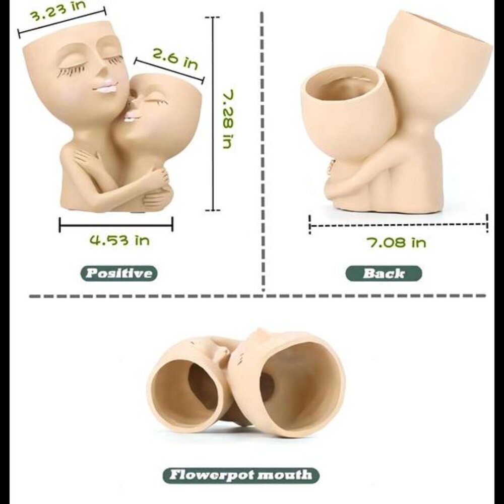 Double Face Planters Pots Head Planter for Indoor Plants, Great Unique Gifts - Picture 6 of 7